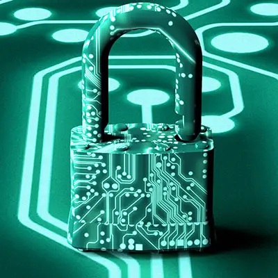 Image of digital data with a pad lock